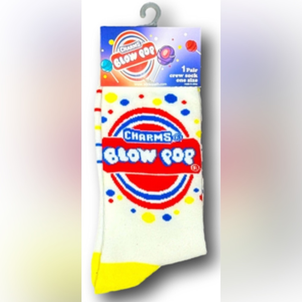 •CHARMS•NWT WHITE BLOW POP LOGO GRAPHIC CREW SOCKS OSFA UNISEX